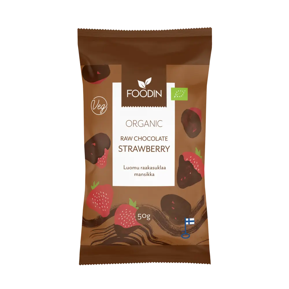 Erdbeeren in roher Schokolade 50g - Bio