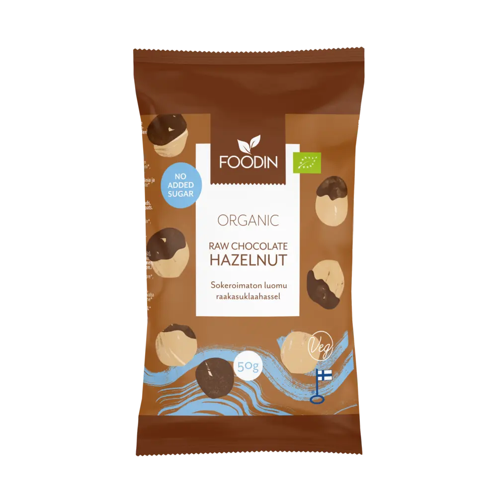 Haselnüsse in zuckerfreier roher Schokolade 50g - Bio