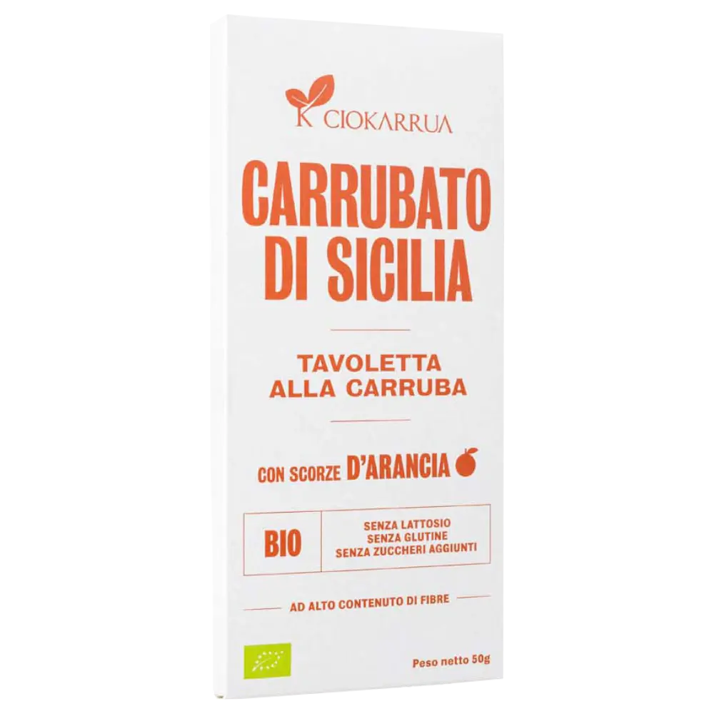 Johannisbrot Tafel mit Orangenschalen 50g - Bio