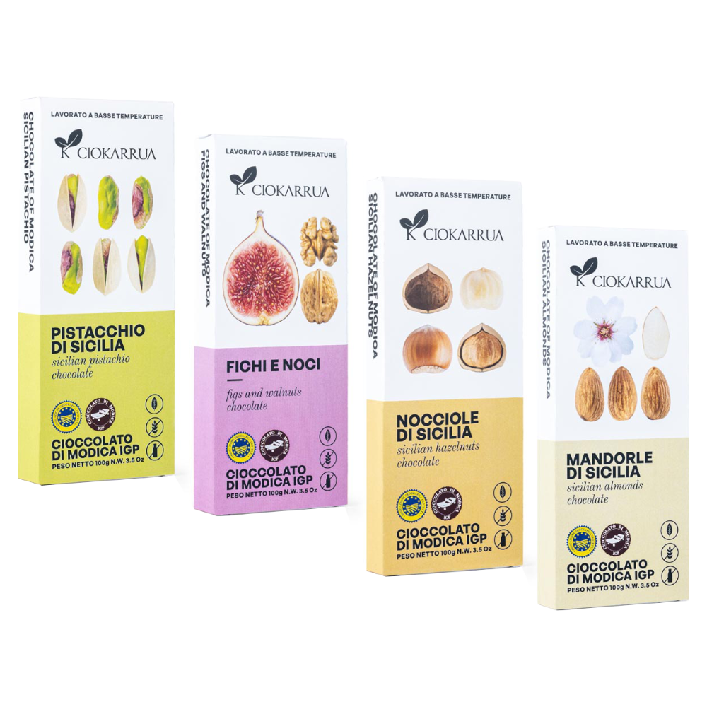 Modica IGP Schokolade mit Nüssen Set 4x100g