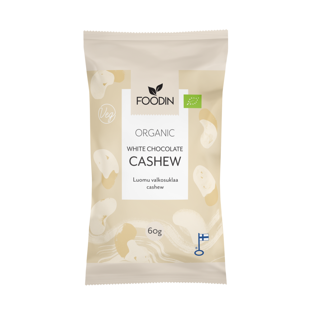 Cashew in weißer Schokolade 60g - Bio