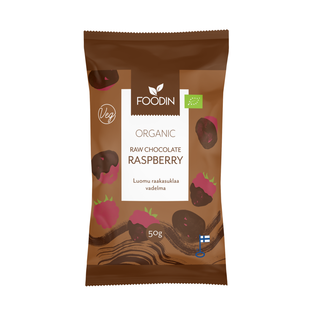 Himbeeren in roher Schokolade 50g - Bio