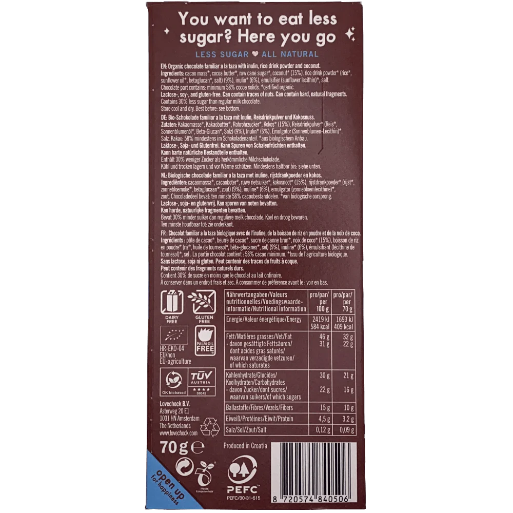 Dream Kokosnuss Schokoladentafel 70g - Bio – Bild 2