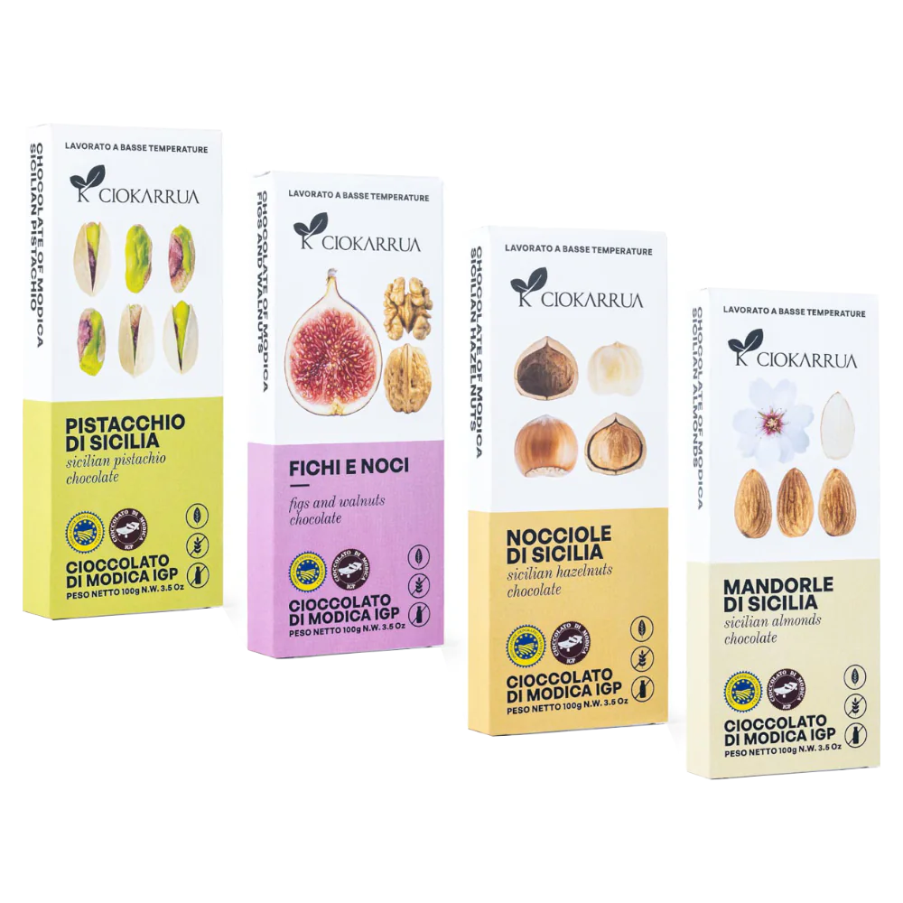 Modica IGP Schokolade mit Nüssen Set 4x100g