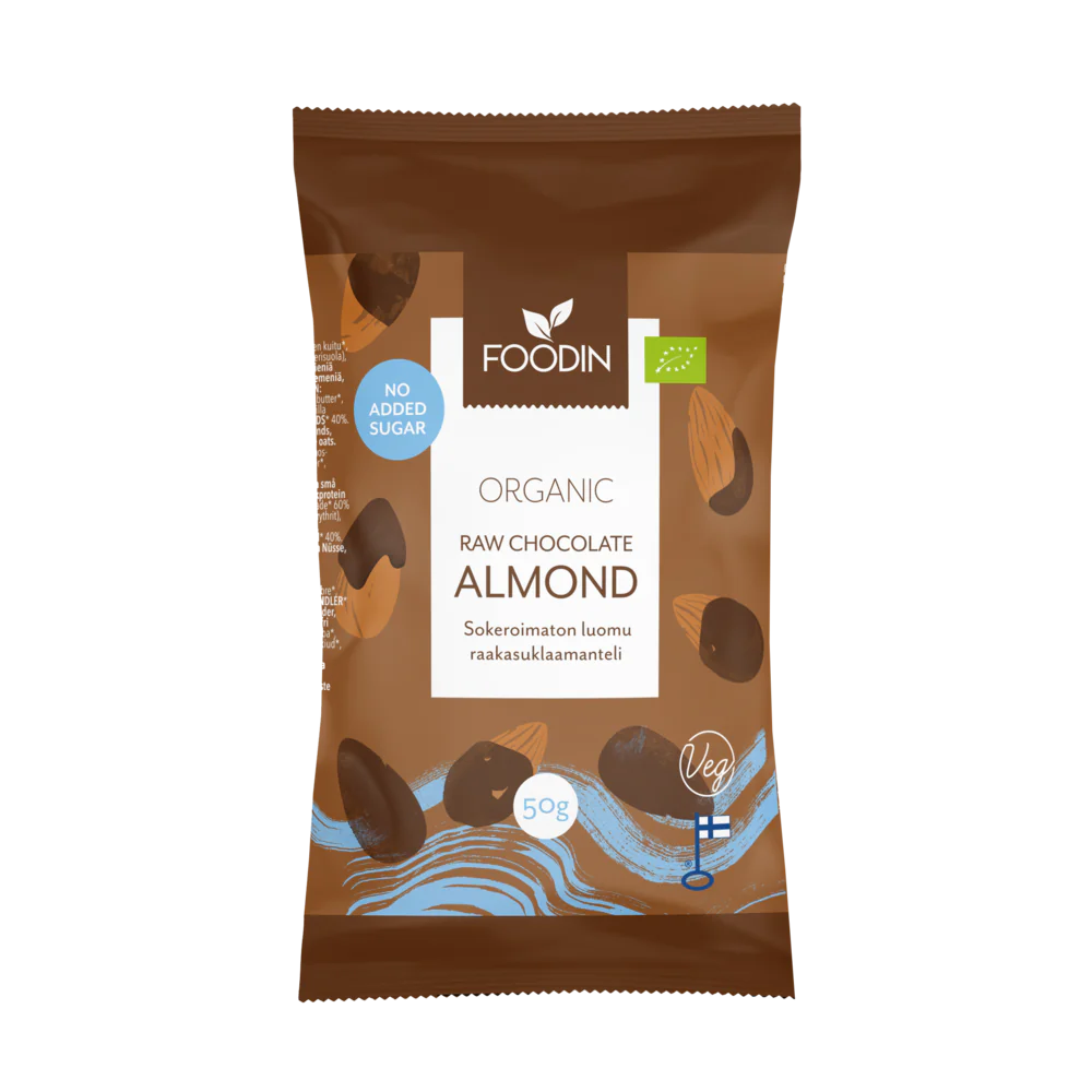 Mandeln in zuckerfreier roher Schokolade 50g - Bio