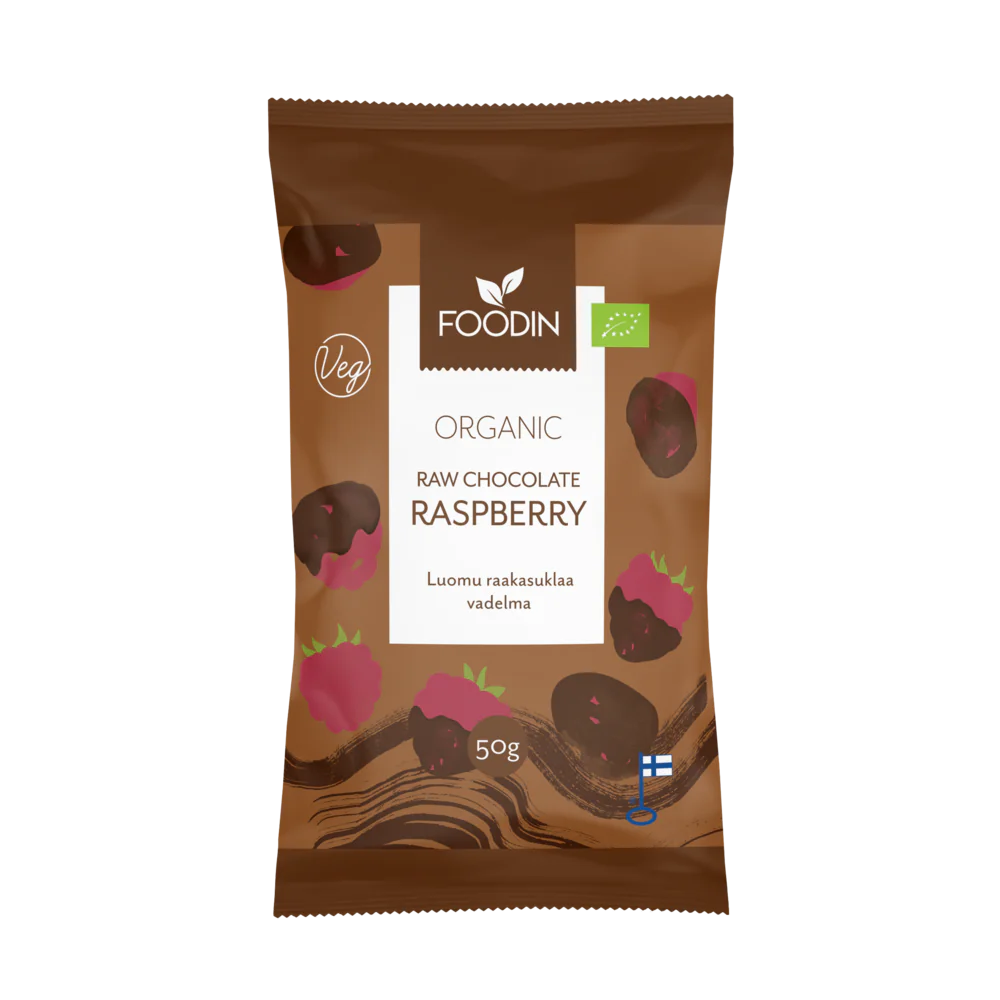 Himbeeren in roher Schokolade 50g - Bio